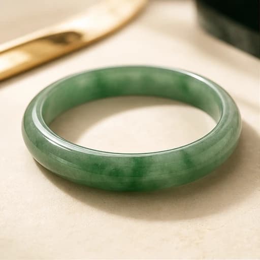 Icy White and Green Bangle