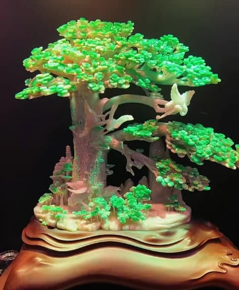 Carved Floral Jadeite Object