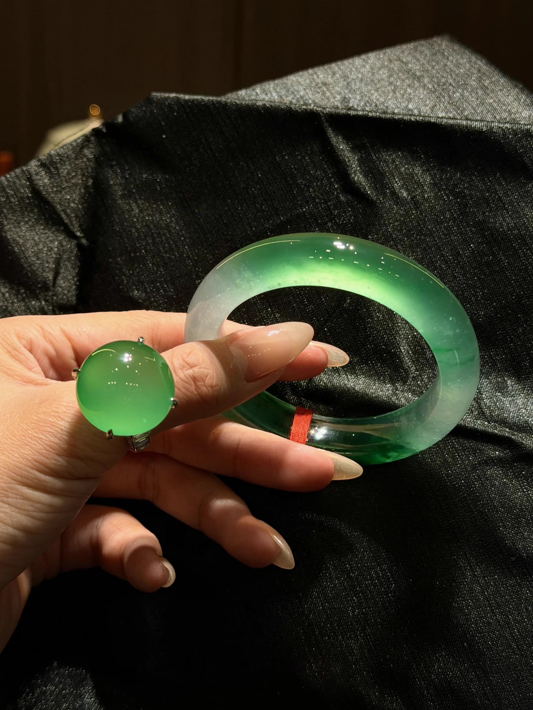 Icy Green Cabochon Ring